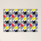 Textured Mid-century Circles 5 - Red, Blue, Yellow On White Welcome Mat Gallery Image 1