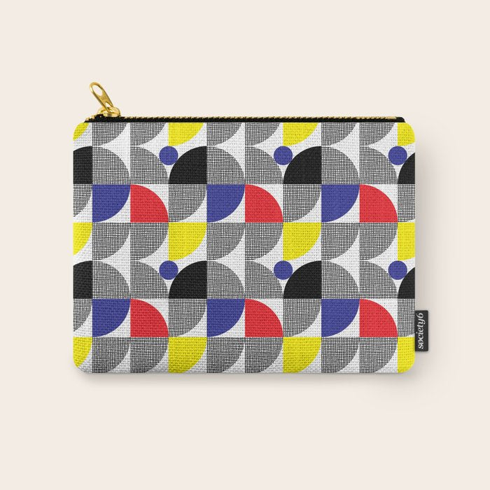 Textured Mid-century Circles 5 - Red, Blue, Yellow On White Carry All Pouch Gallery Image 1