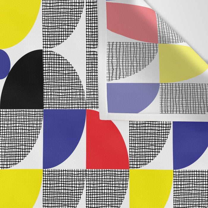 Textured Mid-century Circles 5 - Red, Blue, Yellow On White Wall Tapestry Gallery Image 3