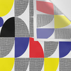 Textured Mid-century Circles 5 - Red, Blue, Yellow On White Wall Tapestry Gallery Image 3