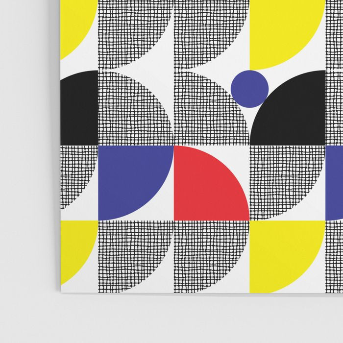 Textured Mid-century Circles 5 - Red, Blue, Yellow On White Poster Gallery Image 3