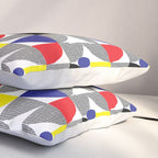 Textured Mid-century Circles 5 - Red, Blue, Yellow On White Pillow Sham Gallery Image 3