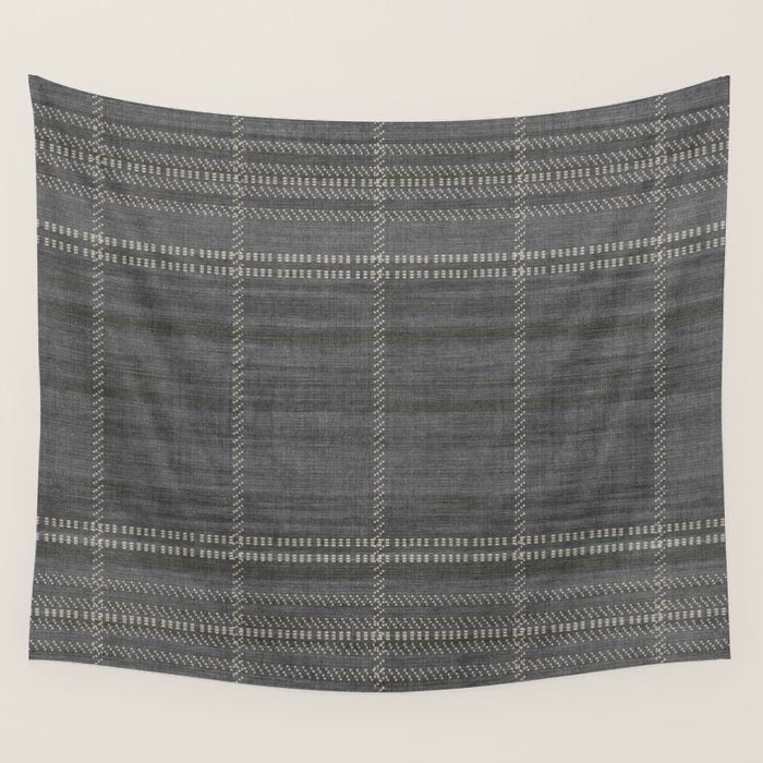 Woven Stripe in Charcoal Wall Tapestry Gallery Image 4