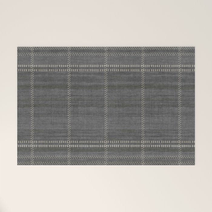 Woven Stripe in Charcoal Welcome Mat Gallery Image 1