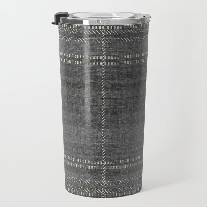 Woven Stripe in Charcoal Travel Mug Gallery Image 3