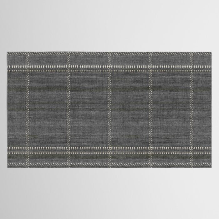 Woven Stripe in Charcoal Tablecloth Gallery Image 2