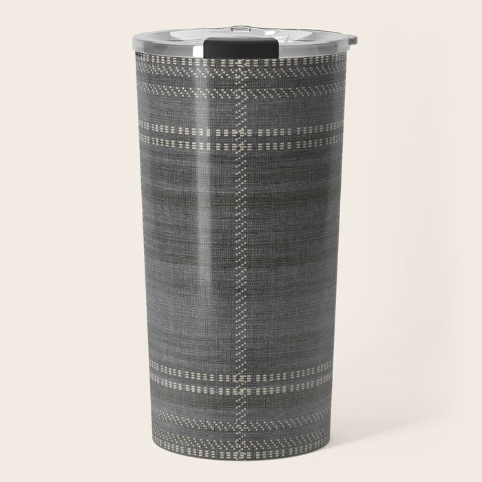 Woven Stripe in Charcoal Travel Mug Gallery Image 1