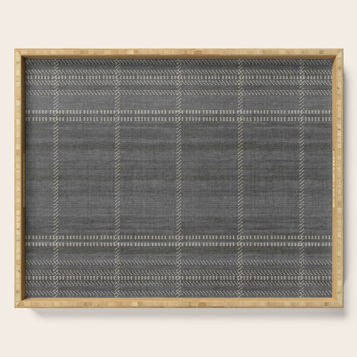 Woven Stripe in Charcoal Serving Tray Gallery Image 1