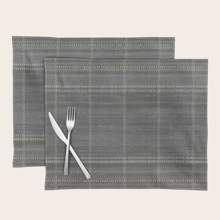 Woven Stripe in Charcoal Placemat Gallery Image 1