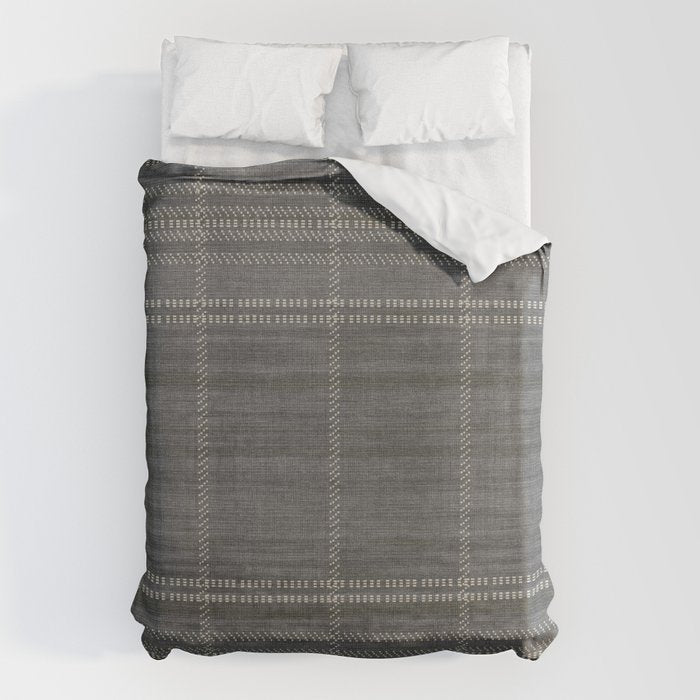 Woven Stripe in Charcoal Duvet Cover Gallery Image 1