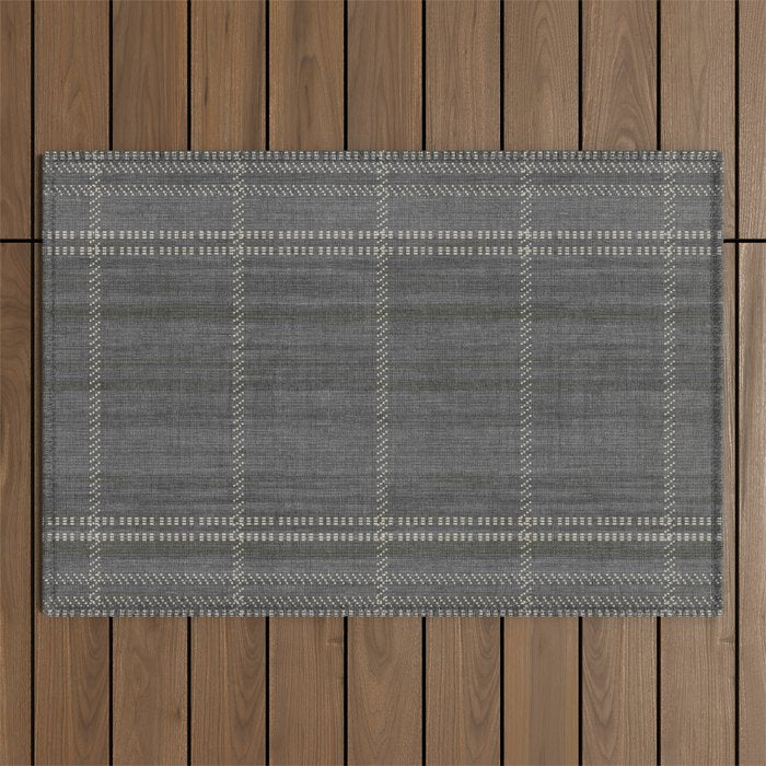 Woven Stripe in Charcoal Outdoor Rug Gallery Image 1