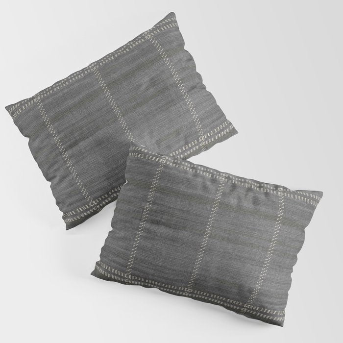 Woven Stripe in Charcoal Pillow Sham Gallery Image 3