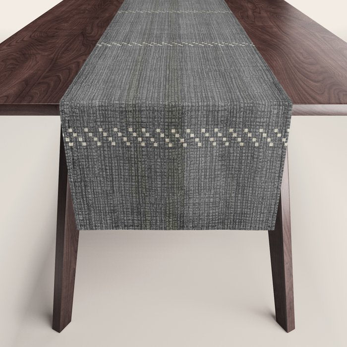 Woven Stripe in Charcoal Table Runner Gallery Image 1