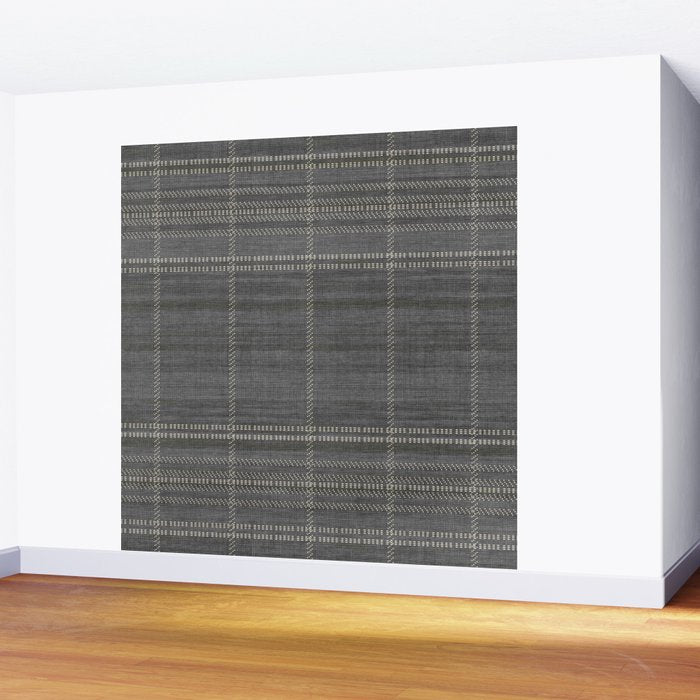 Woven Stripe in Charcoal Wall Mural Gallery Image 2