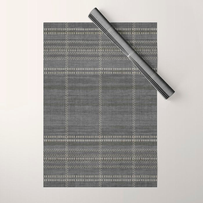 Woven Stripe in Charcoal Wrapping Paper Gallery Image 1