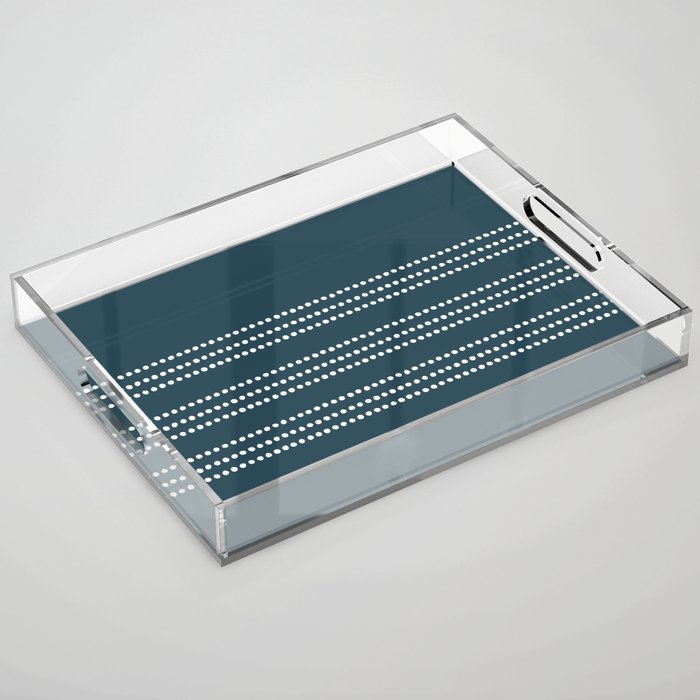 Dark Teal Ethnic Spotted Striped Acrylic Tray Gallery Image 1