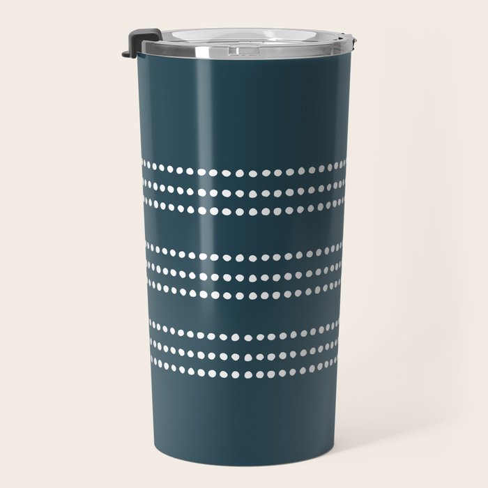 Dark Teal Ethnic Spotted Striped Travel Mug Gallery Image 3