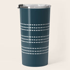 Dark Teal Ethnic Spotted Striped Travel Mug Gallery Image 3