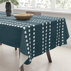Dark Teal Ethnic Spotted Striped Tablecloth Gallery Image 3