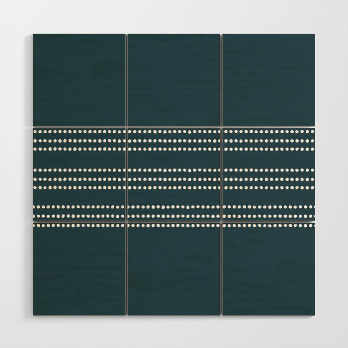 Dark Teal Ethnic Spotted Striped Wood Wall Art Gallery Image 1