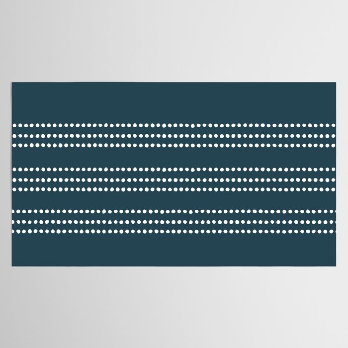 Dark Teal Ethnic Spotted Striped Tablecloth Gallery Image 2