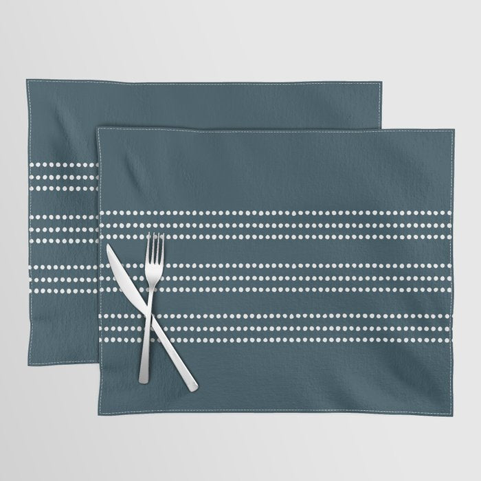 Dark Teal Ethnic Spotted Striped Placemat Gallery Image 1