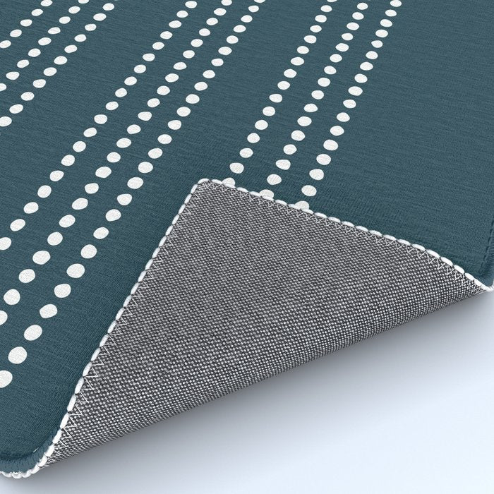 Dark Teal Ethnic Spotted Striped Rug Gallery Image 4
