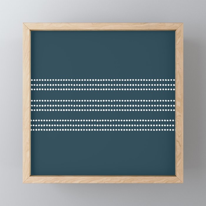 Dark Teal Ethnic Spotted Striped Mini Art Print Gallery Image 1
