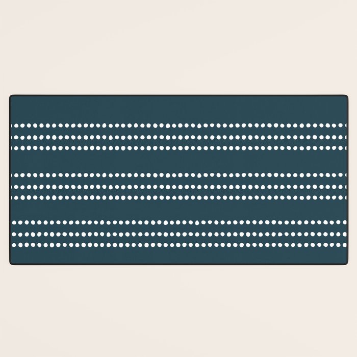 Dark Teal Ethnic Spotted Striped Desk Mat Gallery Image 3