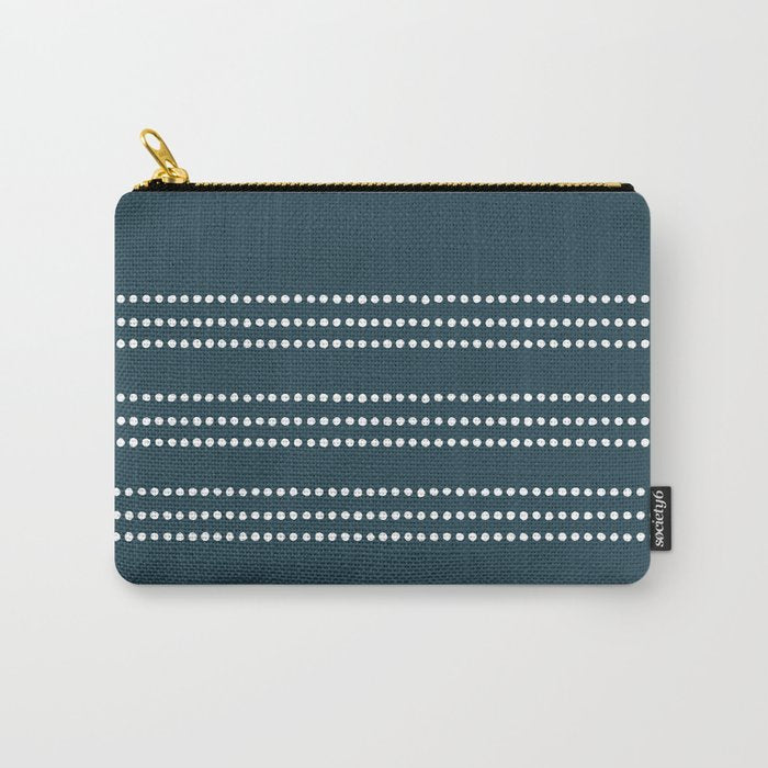 Dark Teal Ethnic Spotted Striped Carry All Pouch Gallery Image 1