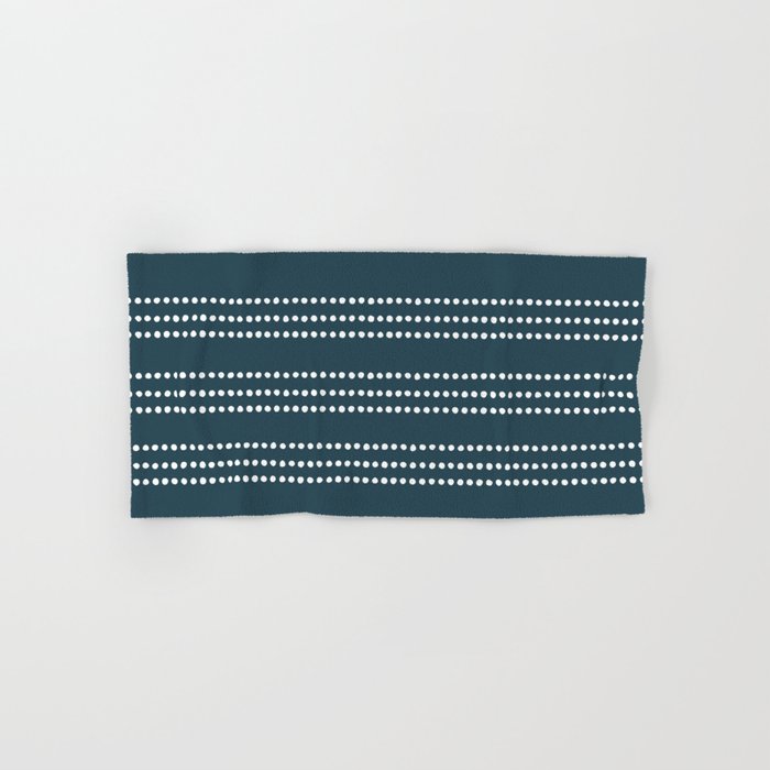 Dark Teal Ethnic Spotted Striped Bath Towel Gallery Image 1