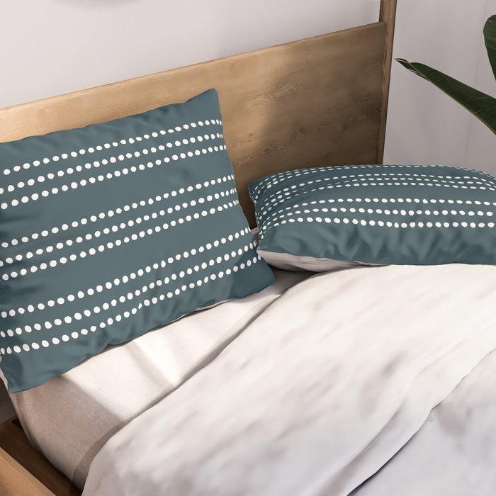 Dark Teal Ethnic Spotted Striped Pillow Sham Gallery Image 2