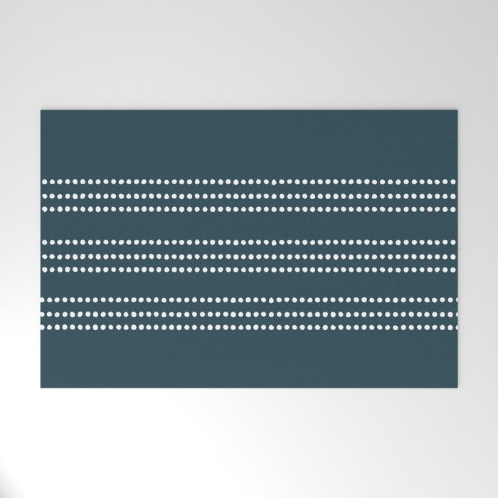 Dark Teal Ethnic Spotted Striped Welcome Mat Gallery Image 1