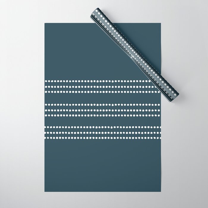 Dark Teal Ethnic Spotted Striped Wrapping Paper Gallery Image 1