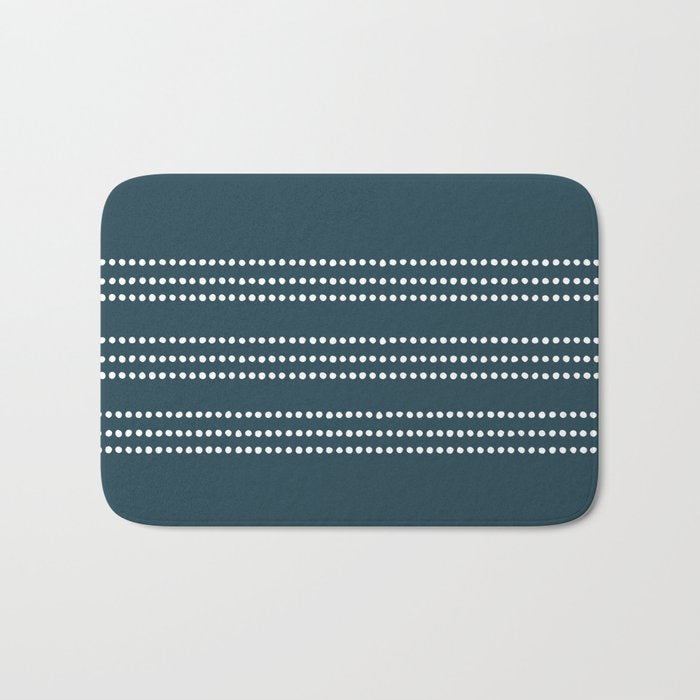 Dark Teal Ethnic Spotted Striped Bath Mat Gallery Image 1