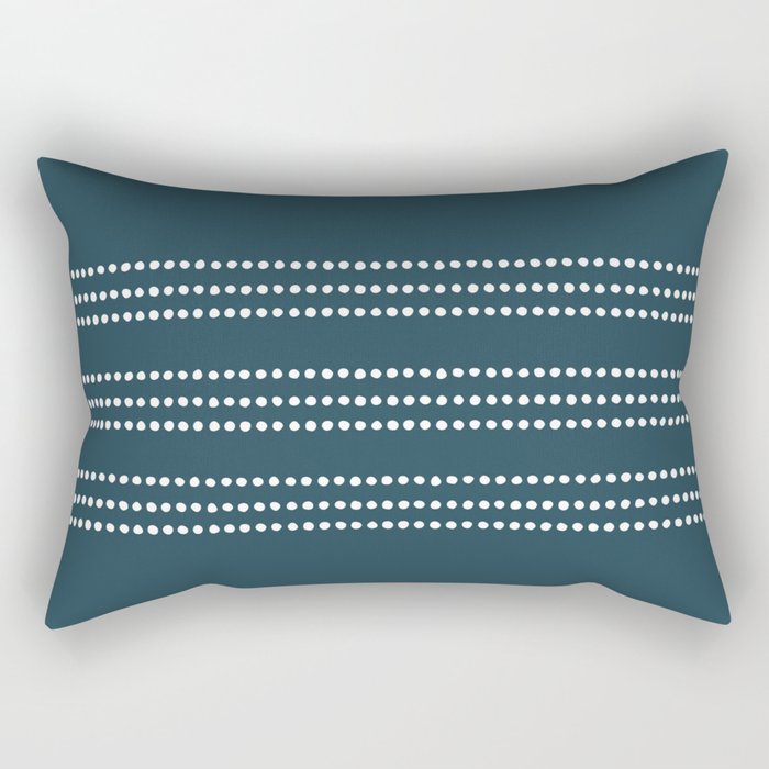 Dark Teal Ethnic Spotted Striped Rectangular Pillow Gallery Image 1