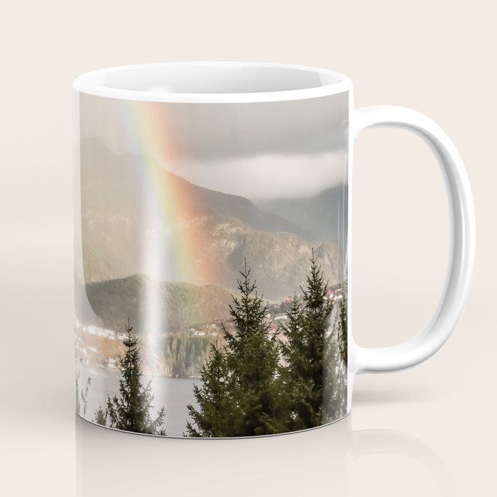 Rainbow In The Mountains | Lake In Norway Photo Art Print  | Nature Landscape Travel Photography Coffee Mug Gallery Image 1