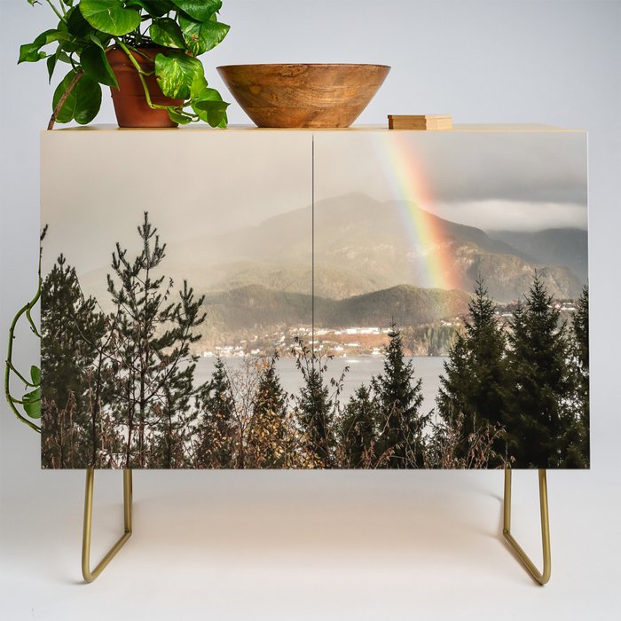 Rainbow In The Mountains | Lake In Norway Photo Art Print  | Nature Landscape Travel Photography Credenza Gallery Image 1