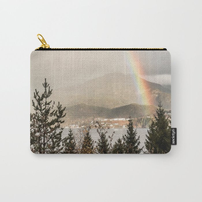 Rainbow In The Mountains | Lake In Norway Photo Art Print  | Nature Landscape Travel Photography Carry All Pouch Gallery Image 1