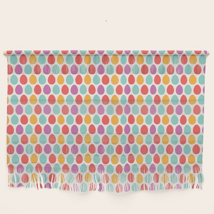 Modern colorful artistic teal pink orange easter eggs pattern Wall Hanging Gallery Image 1