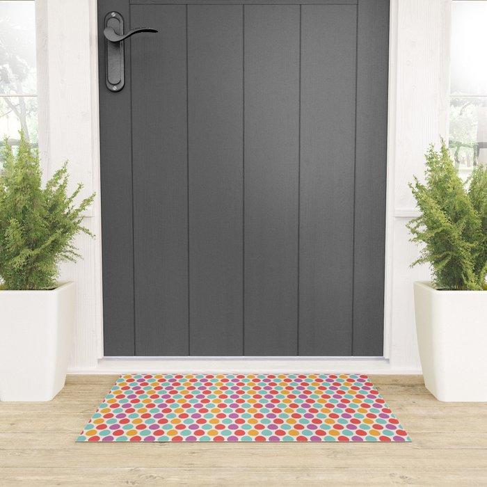 Modern colorful artistic teal pink orange easter eggs pattern Welcome Mat Gallery Image 3