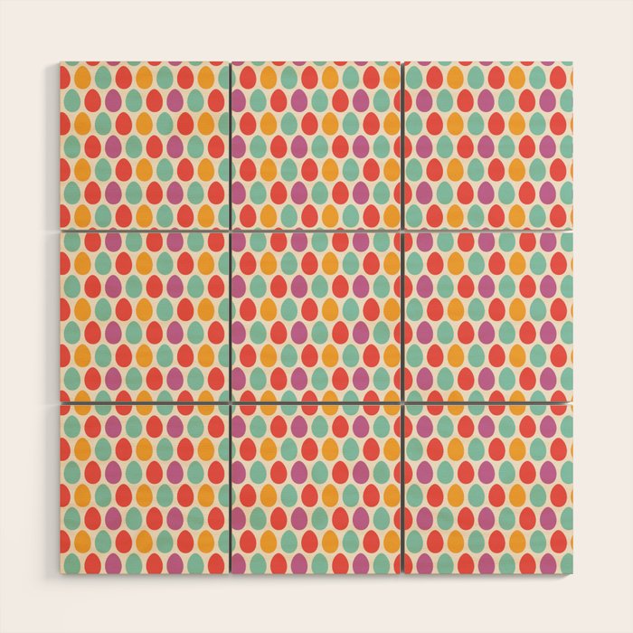Modern colorful artistic teal pink orange easter eggs pattern Wood Wall Art Gallery Image 1