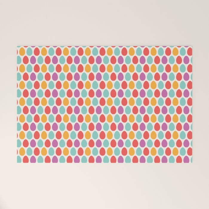 Modern colorful artistic teal pink orange easter eggs pattern Welcome Mat Gallery Image 1