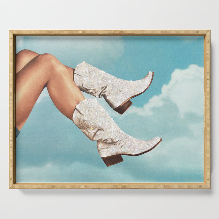 These Boots - Glitter Blue Sky Landscape Serving Tray Gallery Image 1