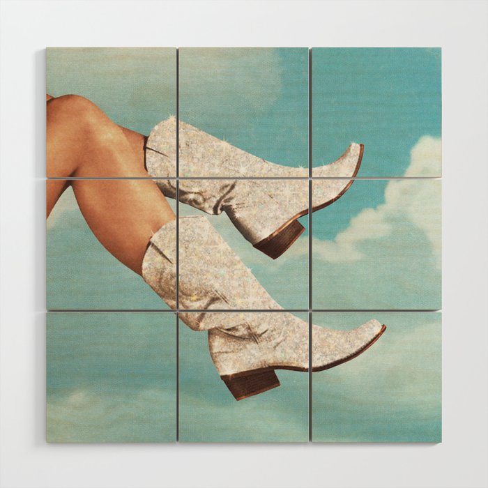 These Boots - Glitter Blue Sky Landscape Wood Wall Art Gallery Image 1
