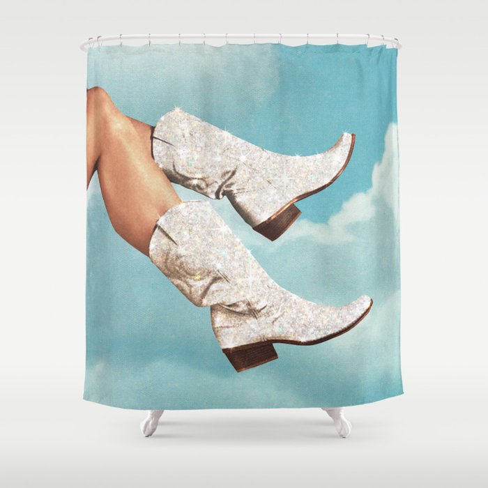 These Boots - Glitter Blue Sky Landscape Shower Curtain Gallery Image 1