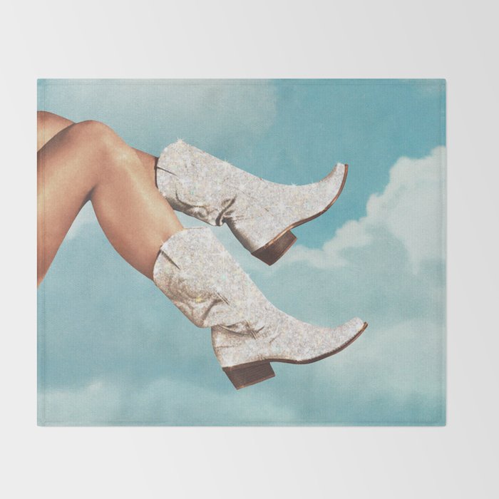 These Boots - Glitter Blue Sky Landscape Throw Blanket Gallery Image 2