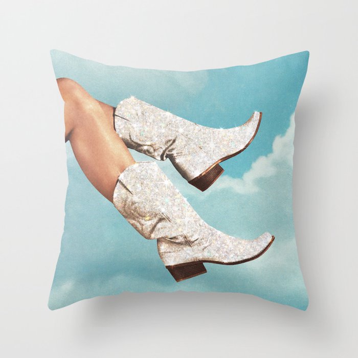 These Boots - Glitter Blue Sky Landscape Throw Pillow Gallery Image 6