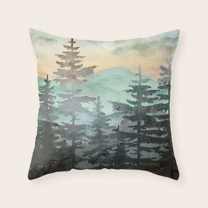 Pine Trees Throw Pillow Gallery Image 1