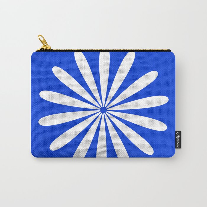 Big Daisy Retro Minimalism in Royal Blue and White Carry All Pouch Gallery Image 1